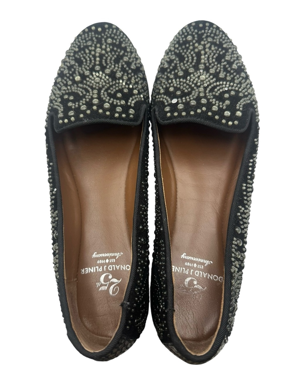 Donald J. Pliner 25th Anniversary Black Studded Slip-On Flats